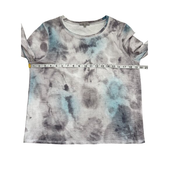 Lisa Todd Long Sleeve Soft Top Blue Gray White Cotton Womens Size S - Picture 5 of 8
